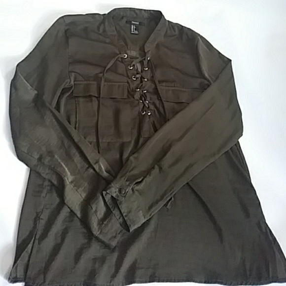 Long sleeve lace up top - Picture 1 of 3